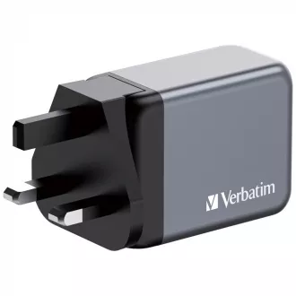VERBATIM GaN hálózati töltő GNC-65, 65W, 2x USB-C, 1x USB VERBATIM GaN hálózati töltő GNC-65, 65W, 2x USB-C, 1x USB