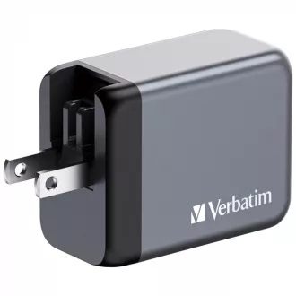 VERBATIM GaN hálózati töltő GNC-65, 65W, 2x USB-C, 1x USB VERBATIM GaN hálózati töltő GNC-65, 65W, 2x USB-C, 1x USB