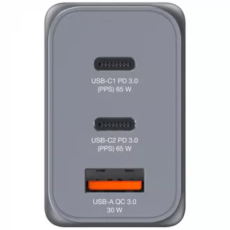 VERBATIM GaN hálózati töltő GNC-65, 65W, 2x USB-C, 1x USB VERBATIM GaN hálózati töltő GNC-65, 65W, 2x USB-C, 1x USB