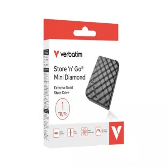 VERBATIM Külső SSD 512GB Store 'n' Go Mini Diamond, USB-C, fekete VERBATIM Külső SSD 512GB Store 'n' Go Mini Diamond, USB-C, fekete