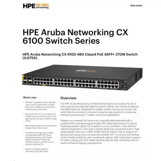 HPE Aruba Networking CX 6100 48G Class4 PoE 4SFP  370W switch RENEW JL675A JL675A