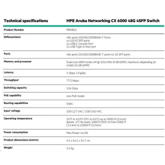HPE Aruba Networking CX 6000 48G 4SFP kapcsoló R8N86AR RENEW
