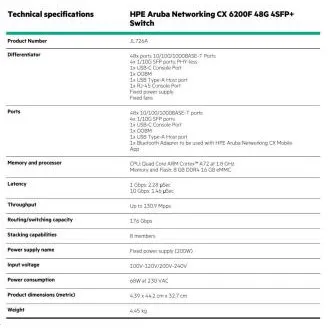HPE Aruba Networking CX 6200F 48G 4SFP kapcsoló JL726AR RENEW HPE Aruba Networking CX 6200F 48G 4SFP kapcsoló JL726AR RENEW