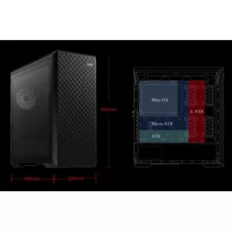 ADATA XPG ház DEFENDER PRO Mid-Tower, tápegység nélkül, 3x 120mm ARGB ventilátor, Fekete