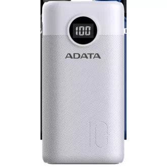 ADATA PowerBank AP10000 - külső akkumulátor mobilhoz/tablethez 10000mAh, fehér (37Wh) USB-C ADATA PowerBank AP10000 - külső akkumulátor mobilhoz/tablethez 10000mAh, fehér (37Wh) USB-C