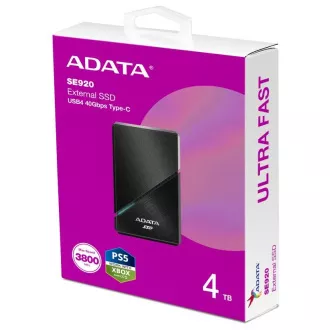 ADATA külső SSD 4TB SE920, USB 4 Type-C, R:3800/W:3700MB/s, fekete