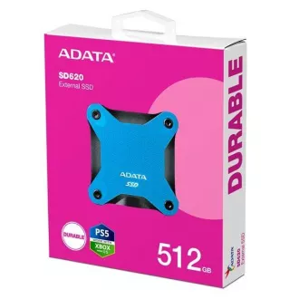 ADATA külső SSD 512GB SD620, USB Micro-B, USB 3.2 Gen 2, R:520/W:460MB/s, kék
