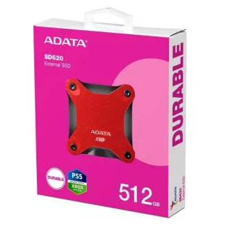 ADATA külső SSD 512GB SD620, USB Micro-B, USB 3.2 Gen 2, R:520/W:460MB/s, piros színű ADATA külső SSD 512GB SD620, USB Micro-B, USB 3.2 Gen 2, R:520/W:460MB/s, piros színű