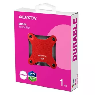 ADATA külső SSD 1TB SD620, USB Micro-B, USB 3.2 Gen 2, R:520/W:460MB/s, piros színű