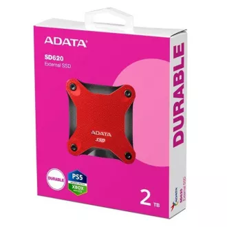ADATA külső SSD 2TB SD620, USB Micro-B, USB 3.2 Gen 2, R:520/W:460MB/s, piros színű
