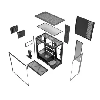 ADATA XPG tok INVADER X Mid-Tower, tápegység nélkül, ventilátorok nélkül, Fekete