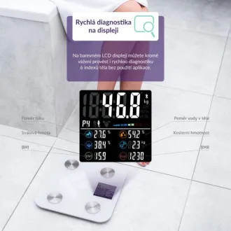 TrueLife FitScale W7 BT - Bioelektromos impedancia Bluetooth mérleg - Fehér színű