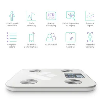 TrueLife FitScale W7 BT - Bioelektromos impedancia Bluetooth mérleg - Fehér színű