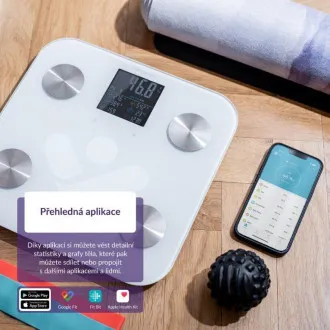 TrueLife FitScale W7 BT - Bioelektromos impedancia Bluetooth mérleg - Fehér színű