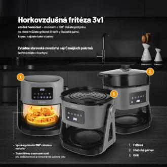 Lauben Glass&Grill Air Fryer 3in1 5500BG - forrólevegős fritőz
