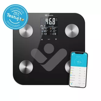 TrueLife FitScale W6 BT - Bioelektromos impedanciás bluetooth mérleg - fekete színű