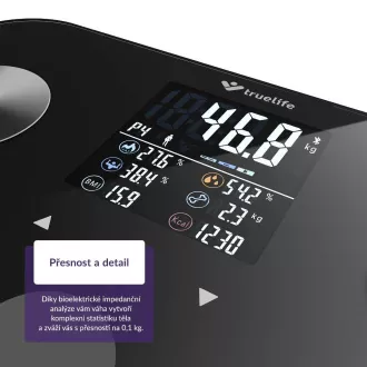 TrueLife FitScale W6 BT - Bioelektromos impedanciás bluetooth mérleg - fekete színű