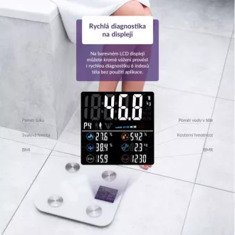 TrueLife FitShape S6 BT - Bioelektromos impedancia bluetooth mérleg - fehér