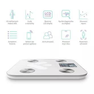TrueLife FitShape S6 BT - Bioelektromos impedancia bluetooth mérleg - fehér