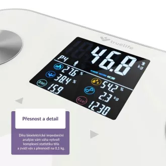 TrueLife FitShape S6 BT - Bioelektromos impedancia bluetooth mérleg - fehér