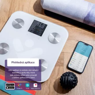 TrueLife FitShape S6 BT - Bioelektromos impedancia bluetooth mérleg - fehér