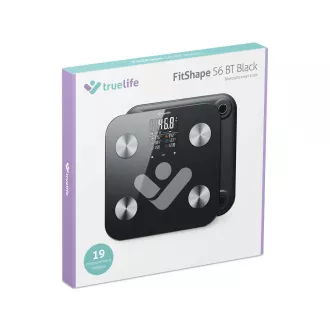 TrueLife FitShape S6 BT - Bioelektromos impedanciás bluetooth mérleg - fekete színű