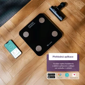 TrueLife FitScale W1 BT Black - bioelektromos impedancia bluetooth mérleg