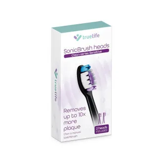 TrueLife SonicBrush Clean-sorozatú fogkefefejek, Sensitive, fekete, 2 darabos csomag
