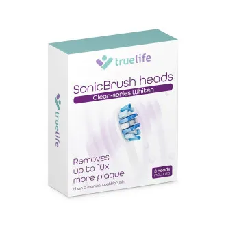 TrueLife SonicBrush Clean-sorozatú fogkefefejek, Whiten white, 8 darabos csomag TrueLife SonicBrush Clean-sorozatú fogkefefejek, Whiten white, 8 darabos csomag