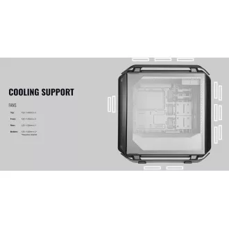 Cooler Master ház Cosmos C700P Black, E-ATX, átlátszó oldalak, 3x 140mm-es ventilátor, Fekete Cooler Master ház Cosmos C700P Black, E-ATX, átlátszó oldalak, 3x 140mm-es ventilátor, Fekete