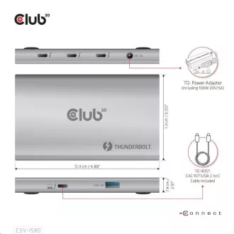 Club3D hubThunderbolt 4 hordozható 5 az 1-ben hub intelligens tápellátással
