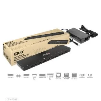 Club3D dokkolóállomás USB-C 12v1, 1xDP, 2xHDMI, 1xUSB-C, 5xUSB, 1xRJ45, 1x3.5mm, SD kártyaolvasó, fekete színben Club3D dokkolóállomás USB-C 12v1, 1xDP, 2xHDMI, 1xUSB-C, 5xUSB, 1xRJ45, 1x3.5mm, SD kártyaolvasó, fekete színben