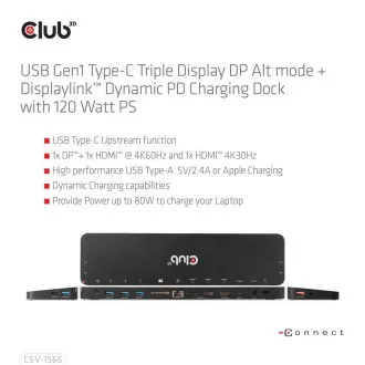 Club3D dokkolóállomás USB-C 12v1, 1xDP, 2xHDMI, 1xUSB-C, 5xUSB, 1xRJ45, 1x3.5mm, SD kártyaolvasó, fekete színben Club3D dokkolóállomás USB-C 12v1, 1xDP, 2xHDMI, 1xUSB-C, 5xUSB, 1xRJ45, 1x3.5mm, SD kártyaolvasó, fekete színben
