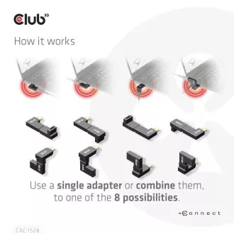 Club3D USB-C Gen2 szögletes adapter 2 darabos készlet, 4K120Hz, 240W, (M/F)