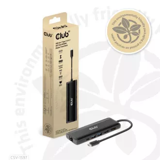 Club 3D dokkolóállomás USB-C 8v1, 1xDP, 1xHDMI, 1xUSB-C PD100W, 2xUSB, SD kártyaolvasó, szürke színben