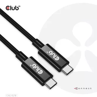 Club3D kábel USB4 Gen3x2 Type-C fordítható kábel 8K60Hz, adat 40 Gbps, PD 240W(48V/5A) EPR M/M 2m