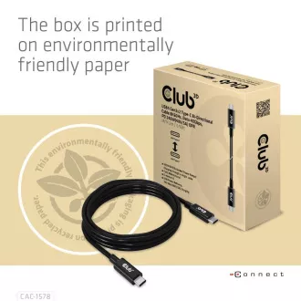 Club3D kábel USB4 Gen3x2 Type-C fordítható kábel 8K60Hz, adat 40 Gbps, PD 240W(48V/5A) EPR M/M 2m