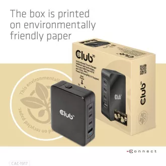 Club3D utazási töltő 140W GaN technológiával, 3xUSB-C, 1xUSB-A, PPS   PD 3.1 támogatással