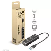 Club3D Hub, USB-A 3.2 Gen1 3x USB 3.1-re, Gigabit Ethernet