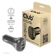 Club3D autós töltő laptopokhoz 36W, 3 port (2xUSB-A   USB-C)