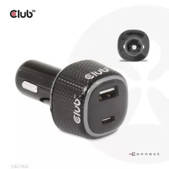Club3D autós töltő laptopokhoz 63W, 2 port (USB-A   USB-C)