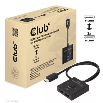 Club3D kapcsoló, HDMI-ről 2xHDMI-re fordítható 2in1, 8K60Hz, 4K120Hz
