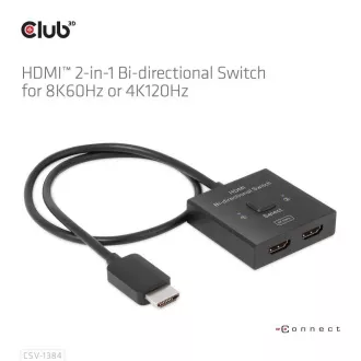 Club3D kapcsoló, HDMI-ről 2xHDMI-re fordítható 2in1, 8K60Hz, 4K120Hz