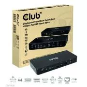 Club3D dokkolóállomás USB-C 10v1, 1xDP, 1xHDMI, 3xUSB-C, 3xUSB, 1xRJ45, 1x3,5 mm, fekete