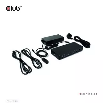 Club3D dokkolóállomás USB-C 10v1, 1xDP, 1xHDMI, 3xUSB-C, 3xUSB, 1xRJ45, 1x3,5 mm, fekete