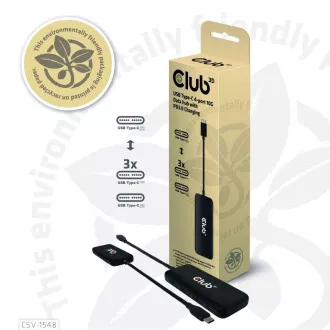 Club3D hub 1xUSB-C és 4xUSB-C között, 10 Gbps port, PD 3.0