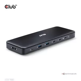 Club3D dokkolóállomás USB-C 12v1, 1xDP, 1xHDMI, 2xUSB-C, 4xUSB, 1xRJ45, fekete, fekete