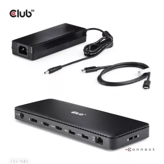 Club3D dokkolóállomás USB-C 12v1, 1xDP, 1xHDMI, 2xUSB-C, 4xUSB, 1xRJ45, fekete, fekete