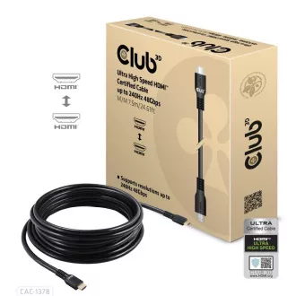 Club3D HDMI kábel, Ultra Fast HDMI™ tanúsított kábel, 4K120Hz/ 8K60Hz, 7.5m Club3D HDMI kábel, Ultra Fast HDMI™ tanúsított kábel, 4K120Hz/ 8K60Hz, 7.5m