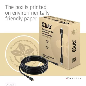 Club3D HDMI kábel, Ultra Fast HDMI™ tanúsított kábel, 4K120Hz/ 8K60Hz, 7.5m Club3D HDMI kábel, Ultra Fast HDMI™ tanúsított kábel, 4K120Hz/ 8K60Hz, 7.5m